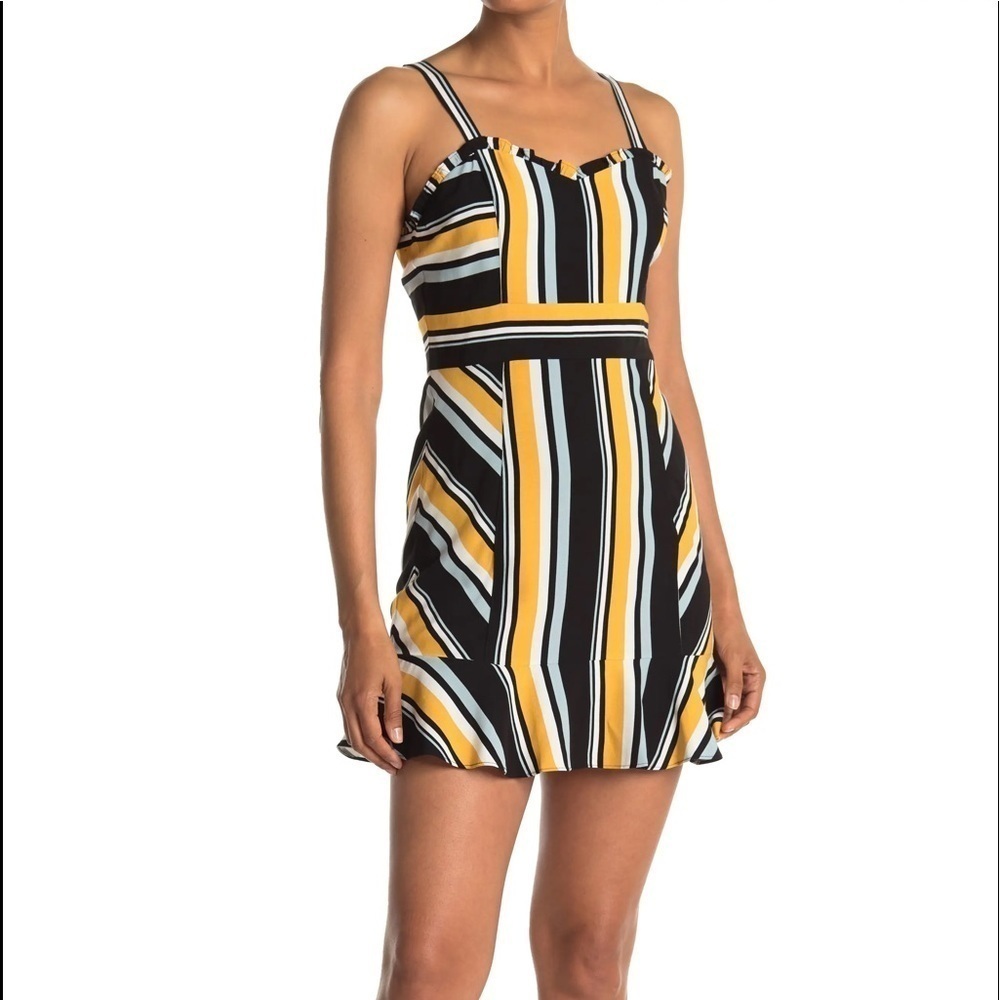 NWT Parker Sleeveless Stripe Sweetheart Dress in Raya,Ruffle hem,Size M